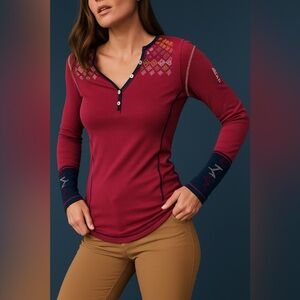 ALP N ROCK || Kason Henley *Sundance* Top in Raspberry + Navy - SZ XS ✨NWT✨